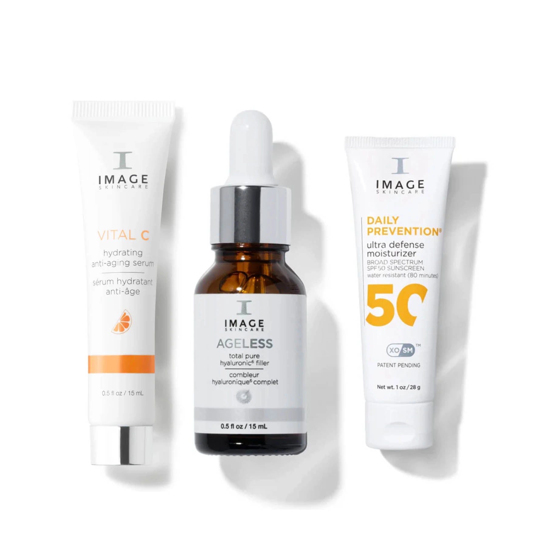 Three skincare products from the IMAGE Skincare brand on a white background