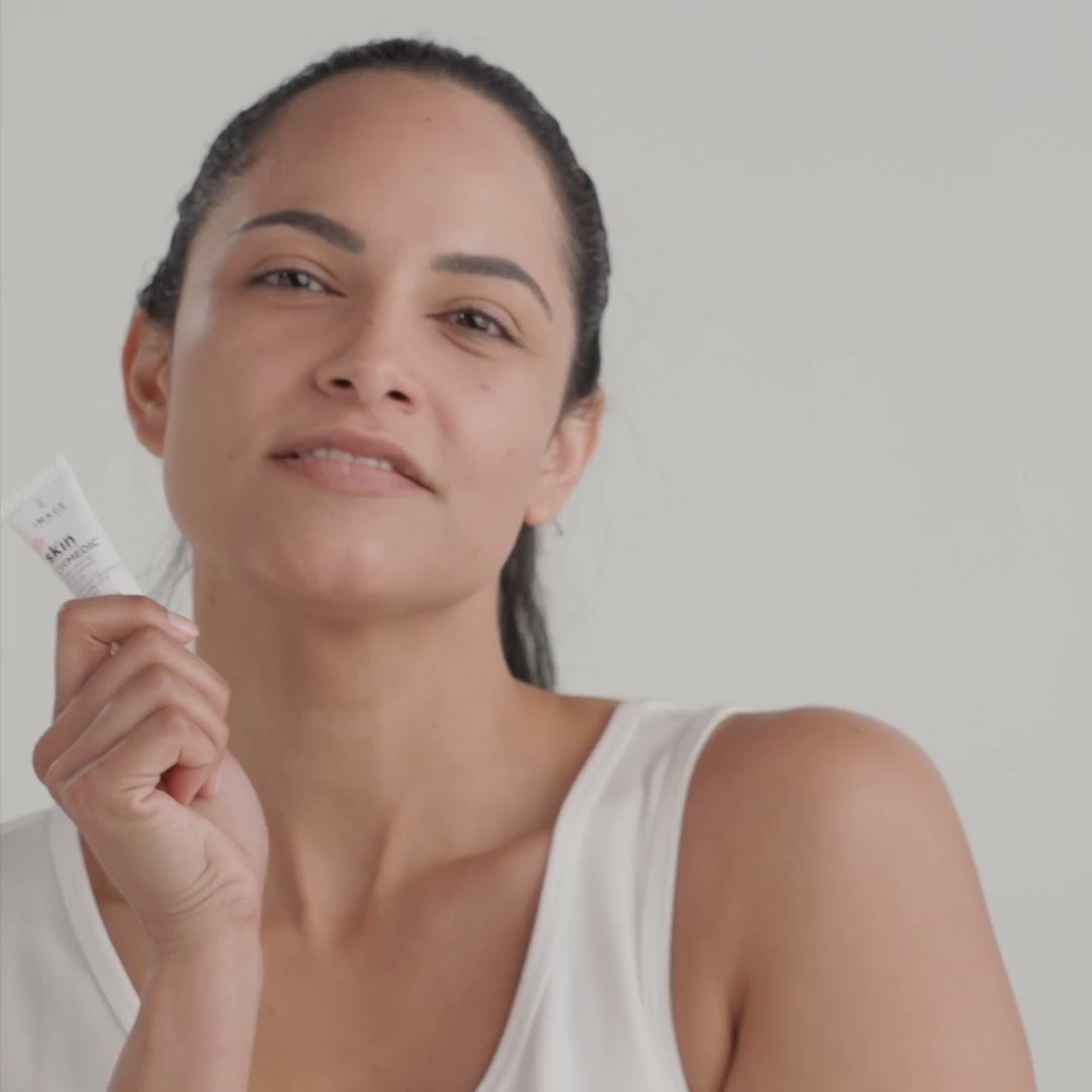 video of model applying ormedic sheer pink lip complex