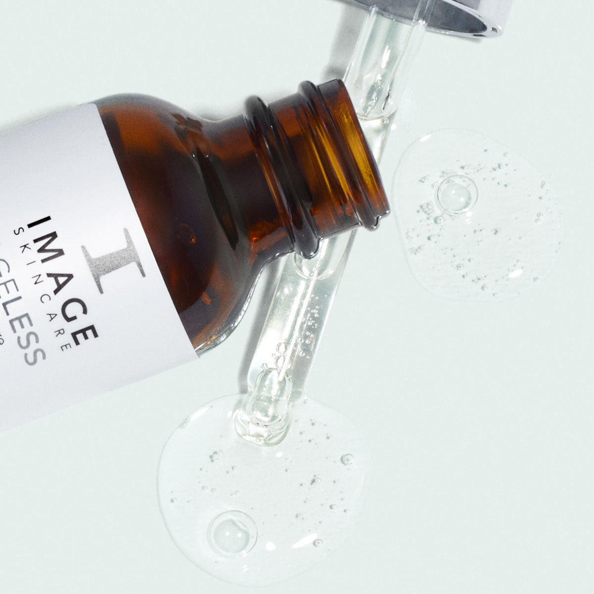 An open bottle of Image Skincare’s hyaluronic acid serum.
