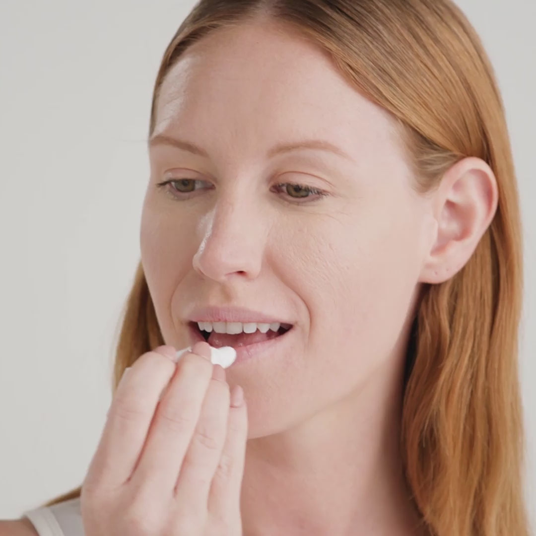 video of model applying ormedic lip complex