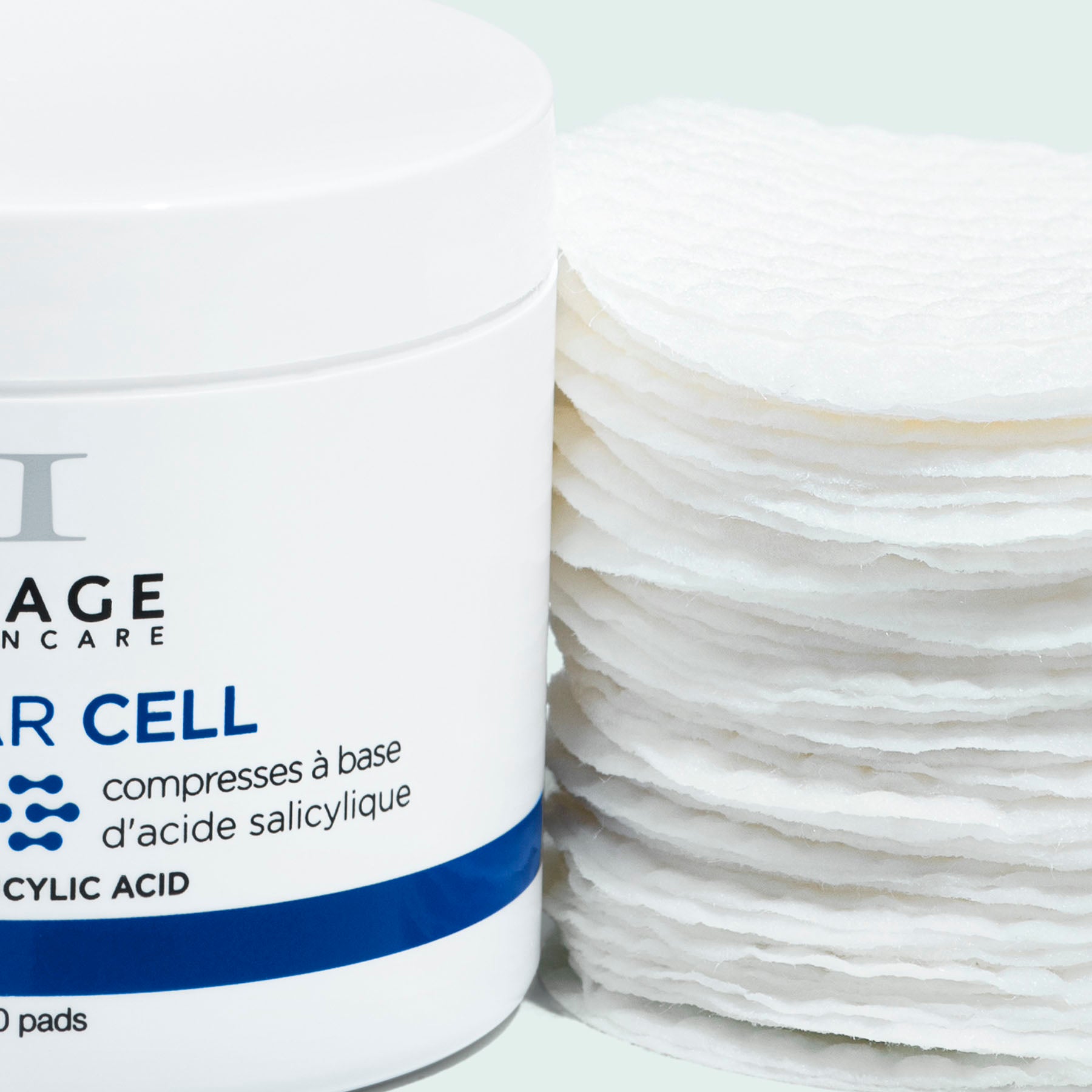 close up of image skincare pad container and pads