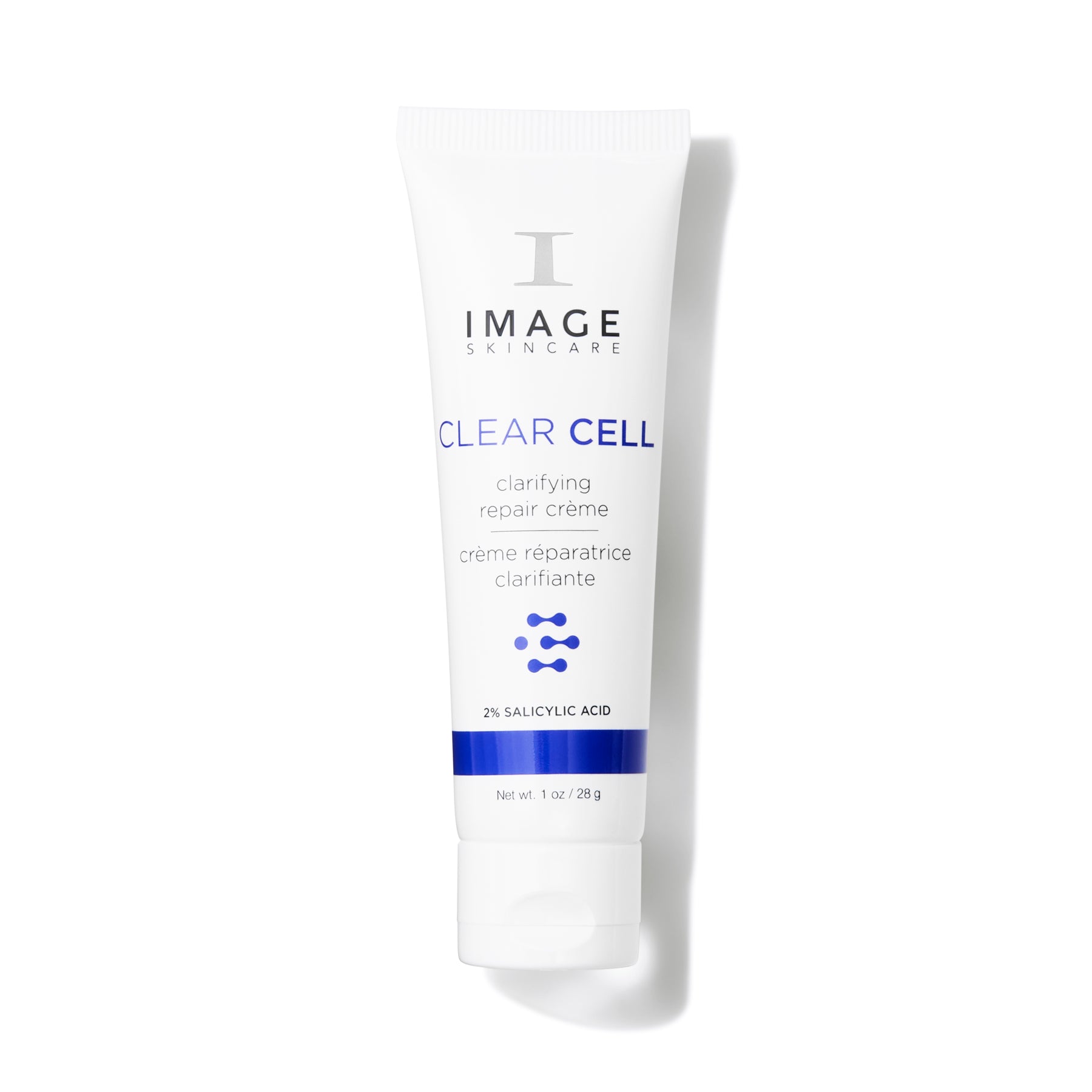 Tube of Image Skincare Clear Cell clarifying repair crème on a white background