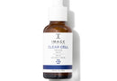 Skincare serum bottle labeled 'Clear Cell restoring serum' on a white background