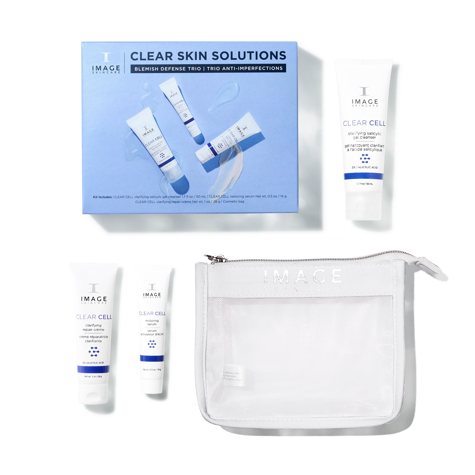 IMAGE skincare set with Clear Skin Solutions packaging on a white background