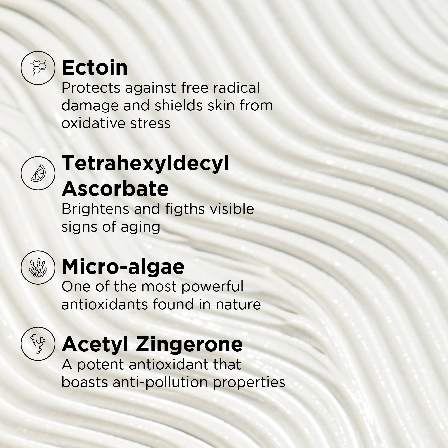texture close up with ingredients benefits callouts