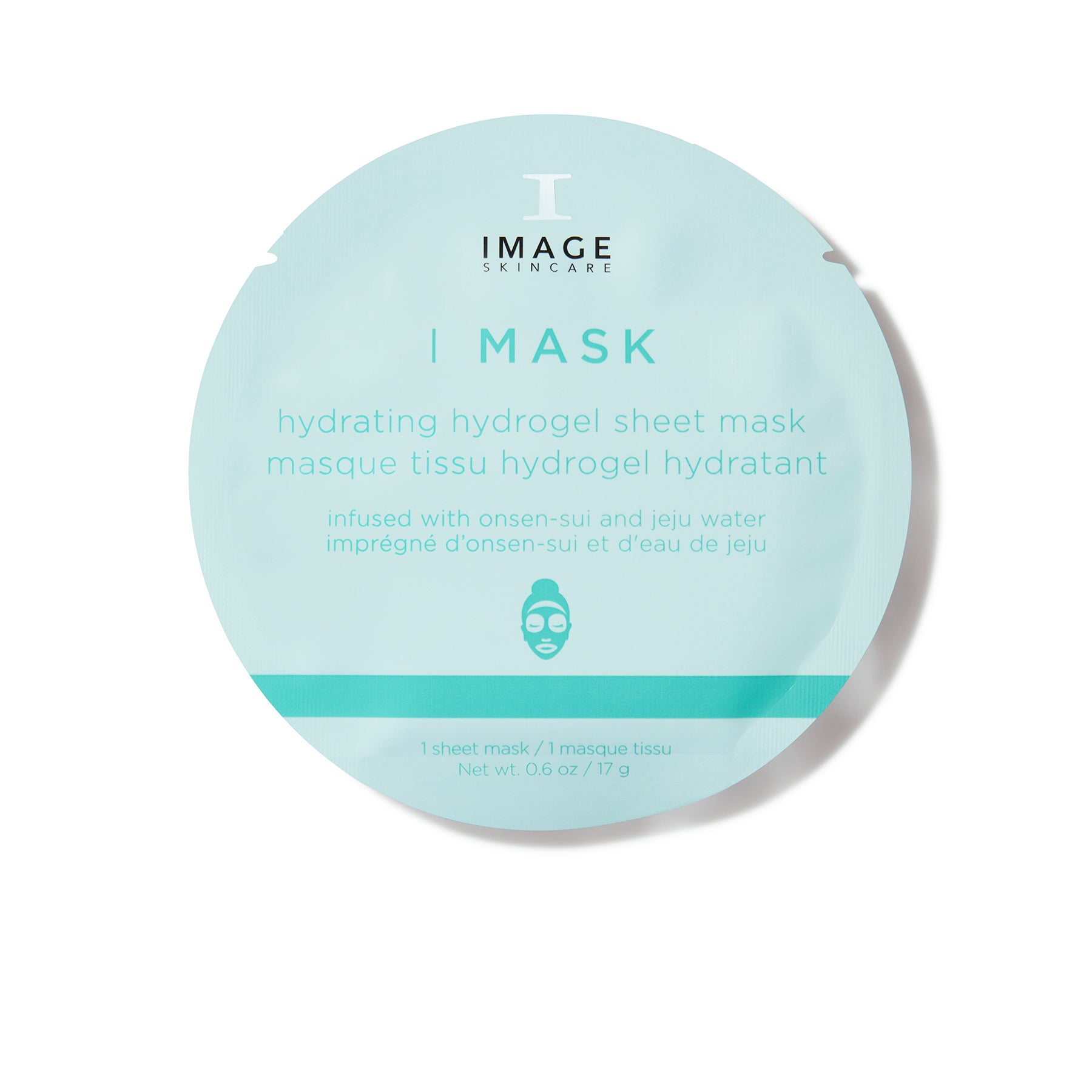 Hydrating hydrogel sheet mask packaging with 'IMAGE' branding on a white background