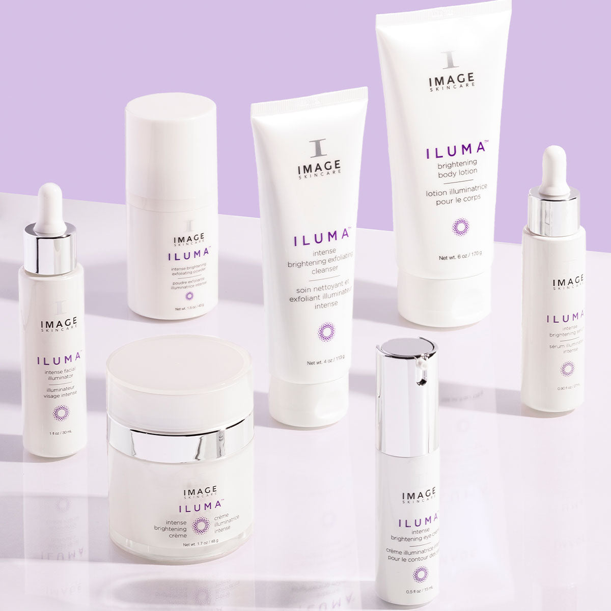 Full iluma product collection with purple background