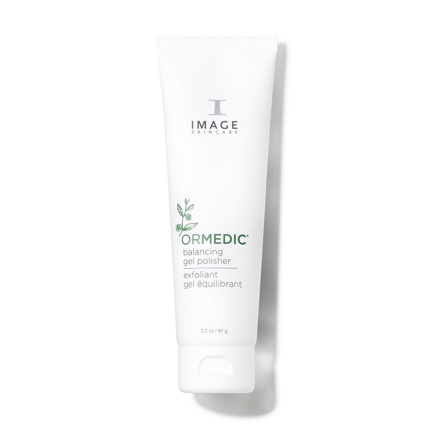 Tube of ORMEDIC balancing gel polishier by IMAGE Skincare on a white background