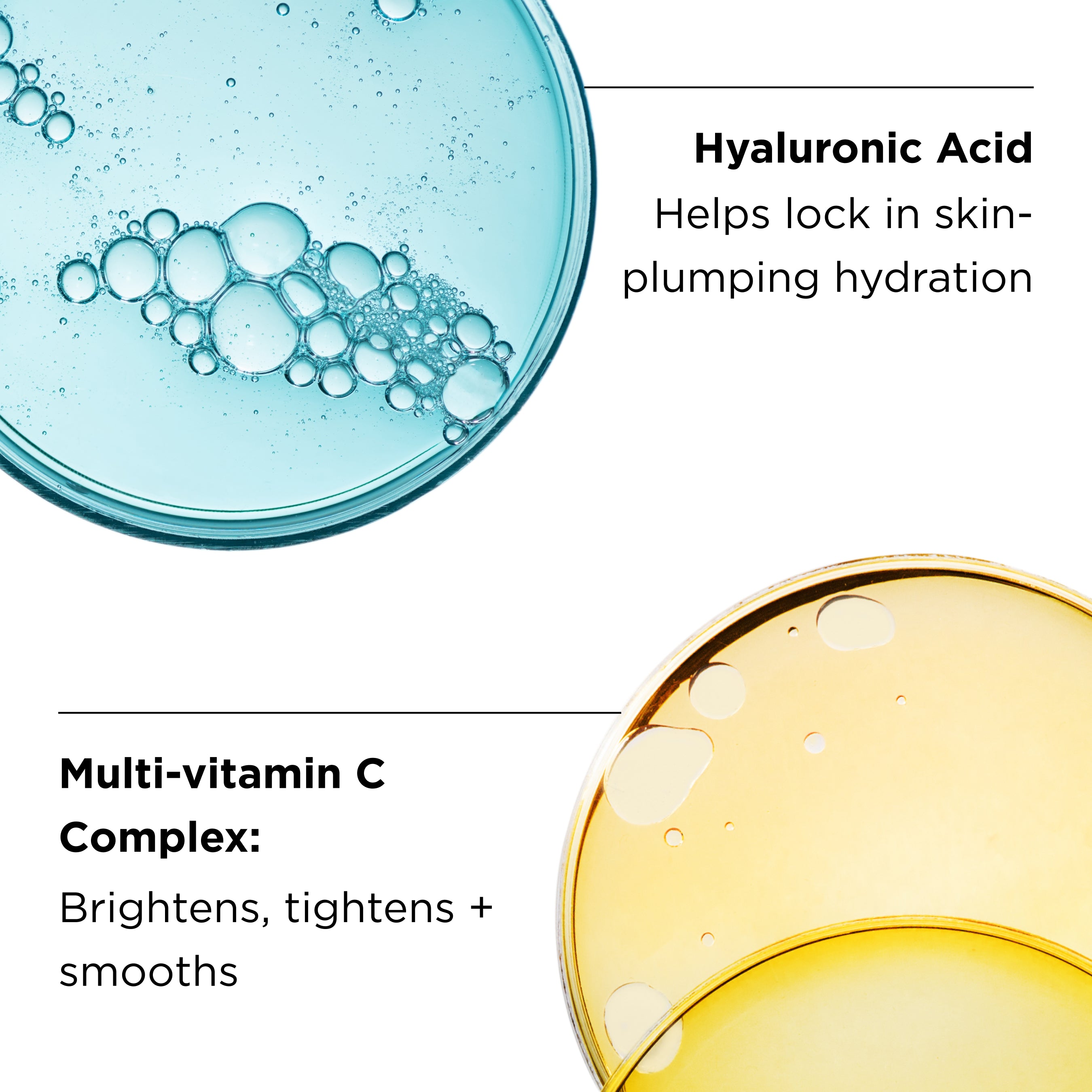 ingredients call outs on image of ingredient droplets