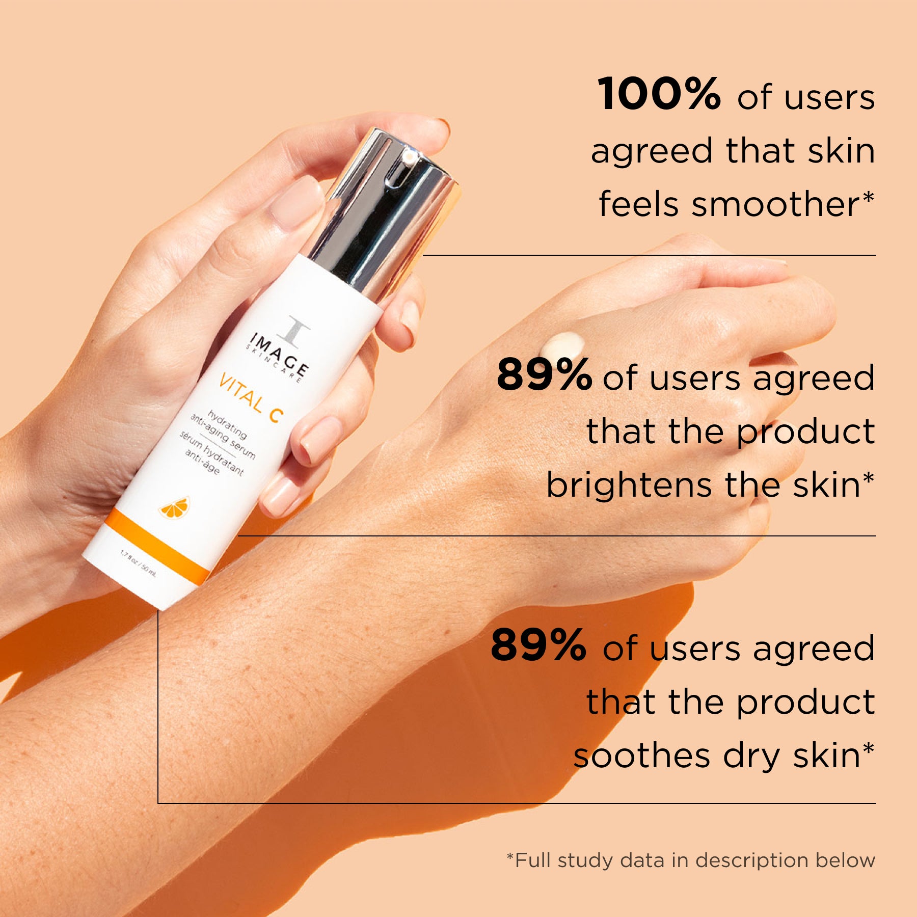clinical data on shot of model applying serum on hand