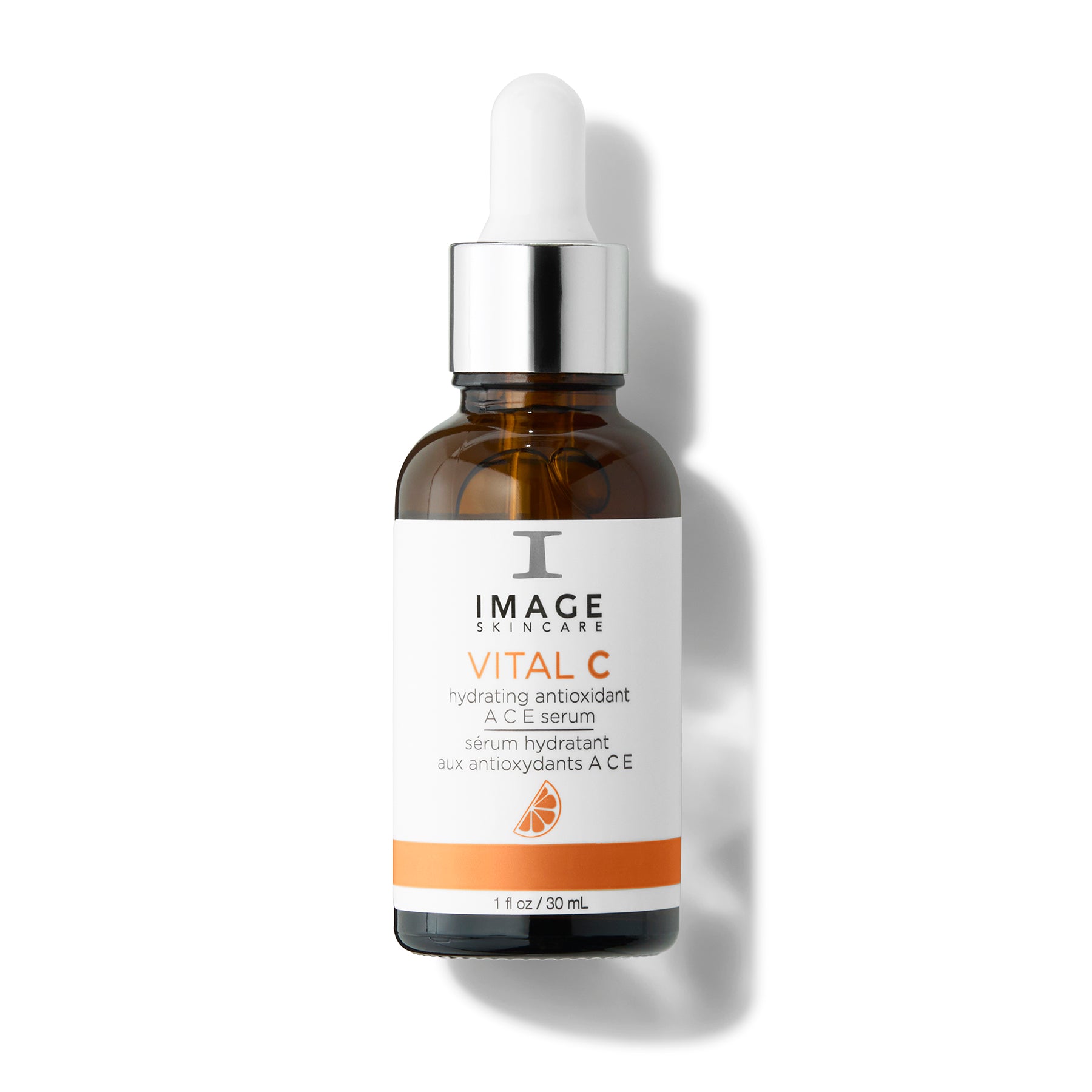 Skincare serum bottle with dropper labeled 'IMAGE Skincare' on a white background