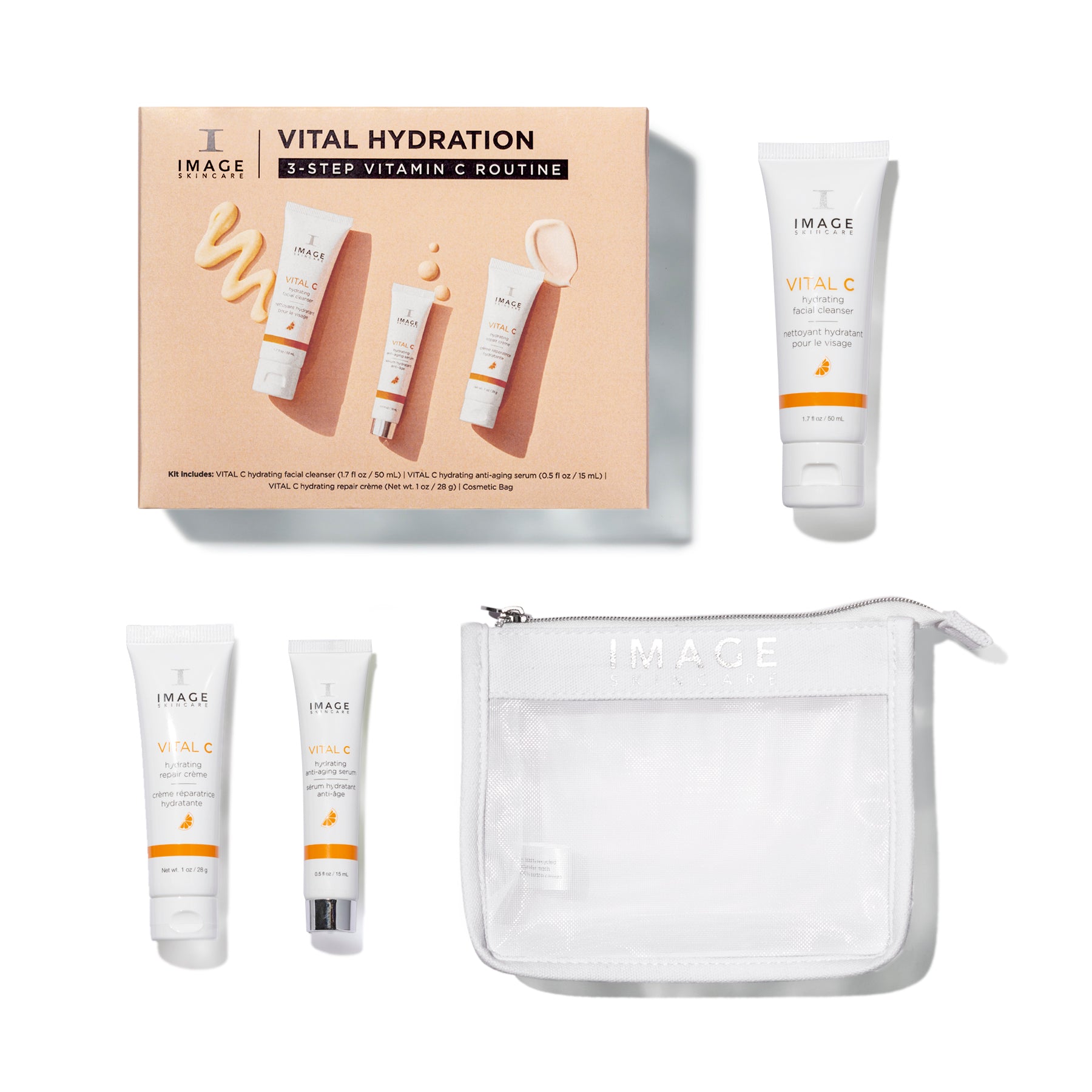 IMAGE Skincare Vital Hydration set with products and pouch on a white background